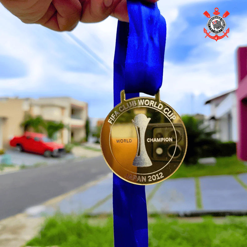 Quadro de Medalhas Timão Multicampeão 2012 Libertadores e Mundial Moldura de Madeira 33x33cm + *BRINDE 1x Caneca* - EDIÇÃO LIMITADA