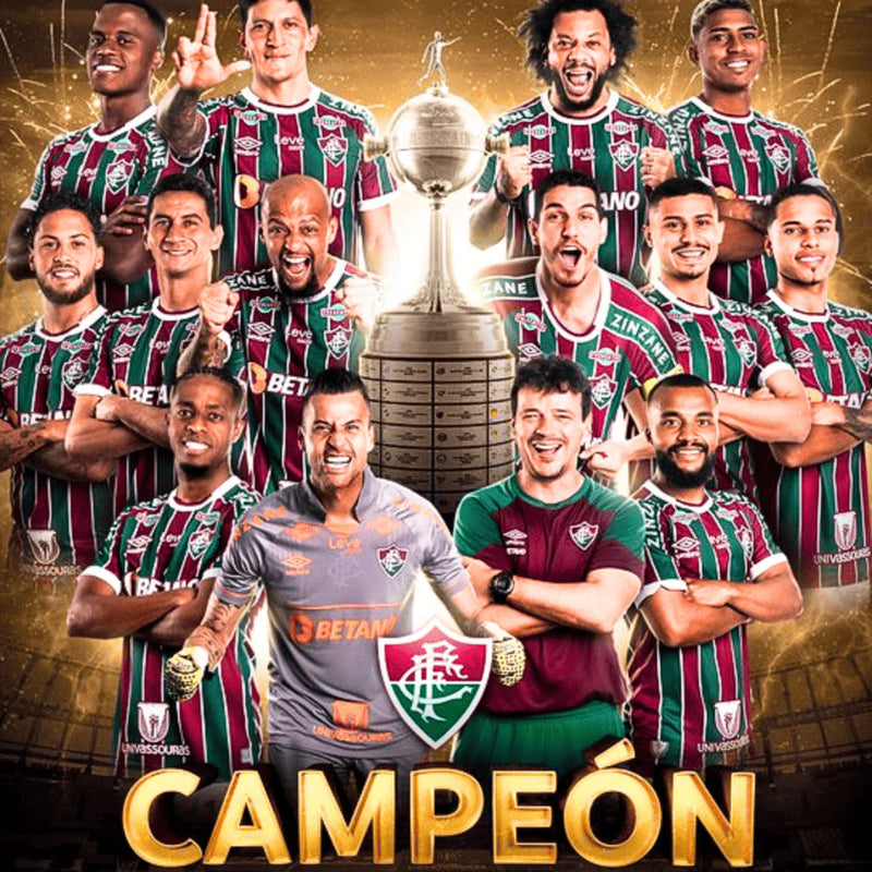 Quadro de Medalhas Fluzão Multicampeão 2023 Libertadores e Carioca Moldura de Madeira 33x33cm + *BRINDE 1x Caneca* - EDIÇÃO LIMITADA